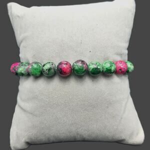 Ruby Zoisite Beaded Bracelet Artisan Made 8mm Gemstone Stretch Stackable New